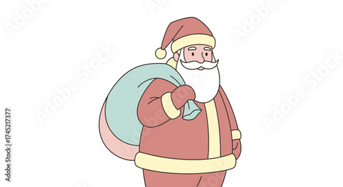 Santa Claus with a big bag of gifts ready for Christmas.