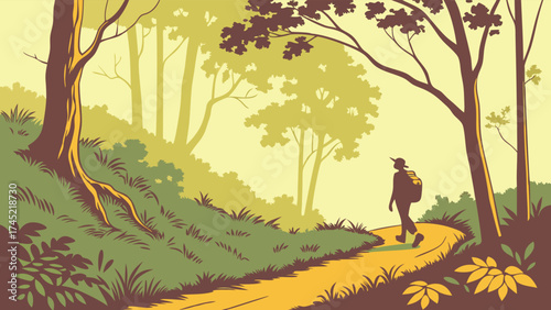 Serene forest trail beckons with promise of adventure and discovery, perfect for nature lovers and outdoor enthusiasts seeking peace and tranquility