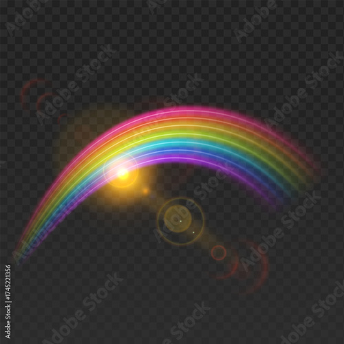 Multi coloured rainbow stripes isolated on dark, light effect Vector format