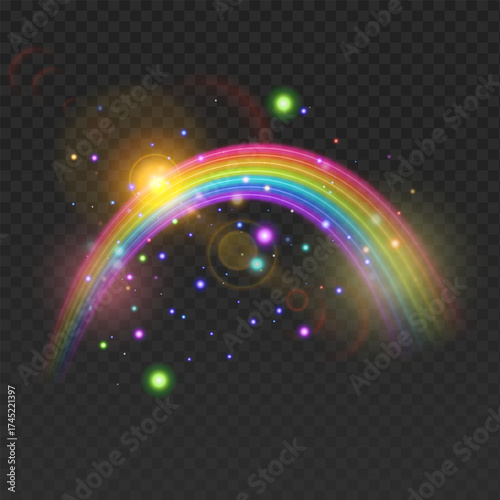 Multi coloured rainbow stripes isolated on dark, light effect Vector format