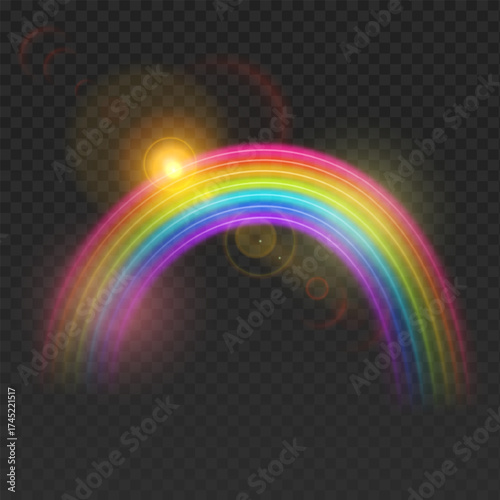 Multi coloured rainbow stripes isolated on dark, light effect Vector format