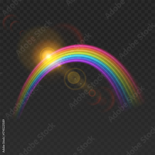 Multi coloured rainbow stripes isolated on dark, light effect Vector format