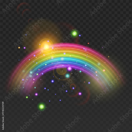 Multi coloured rainbow stripes isolated on dark, light effect Vector format