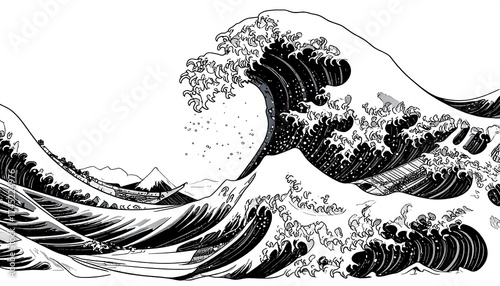 Fototapeta Naklejka Na Ścianę i Meble -  Powerful ocean waves in black and white