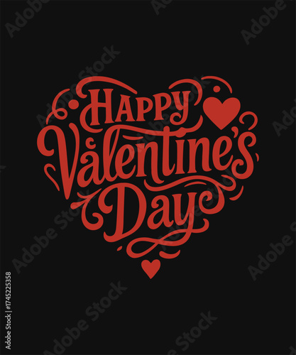 Happy Valentine's Day Heart Typography Retro T-Shirt Design