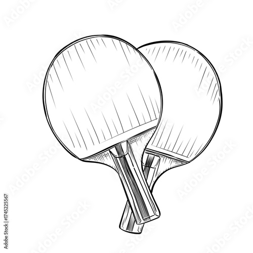 Pingpong paddle vector line art hand drawn illustration 