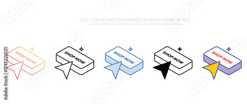 Shop Now icon design with white background stock illustration
