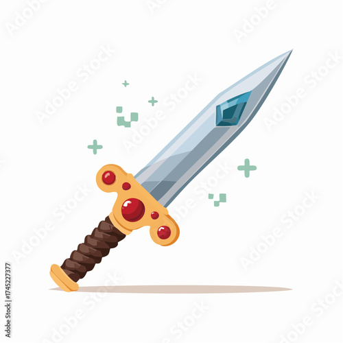 Fantasy sword with gem and jewels with transparent background