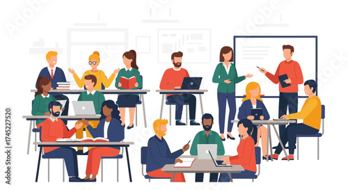 Diverse group of people engaged in a classroom learning session.