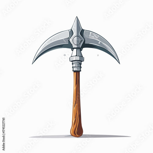 Fantasy weapon axe with wooden handle