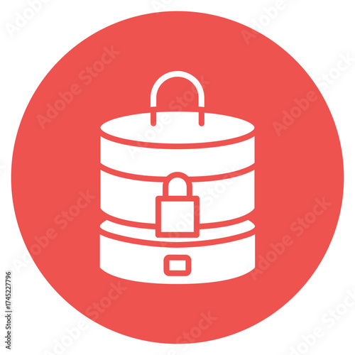 Database Lock icon vector image. Can be used for Web Hosting.