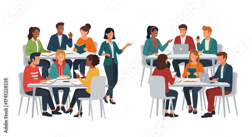 Diverse Business Professionals Collaborating in a Modern Office Setting.