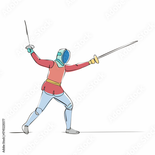 Fencer in action with swords