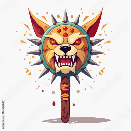 Ferocious wolf head mace with spikes