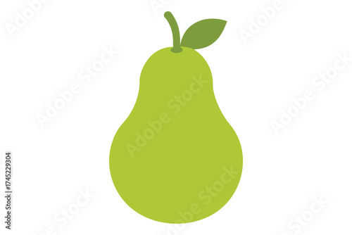 Fresh ripe green and yellow pear, single fruit isolated on a clean white background