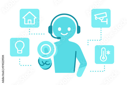 Glowing smart home control: futuristic technology with holographic interface