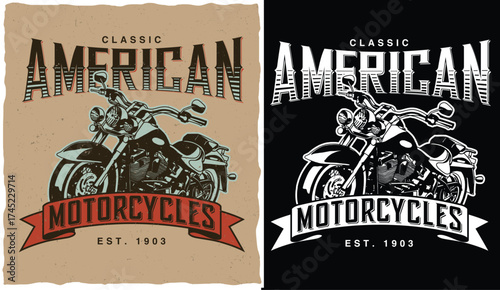 Classic American Motorcycles Est. 1903 Vintage Emblem with Motorcycle