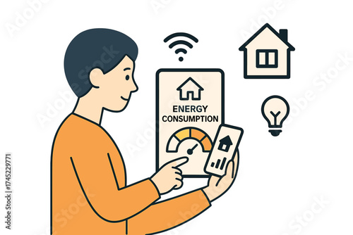 Smart home energy management concept with mobile monitoring
