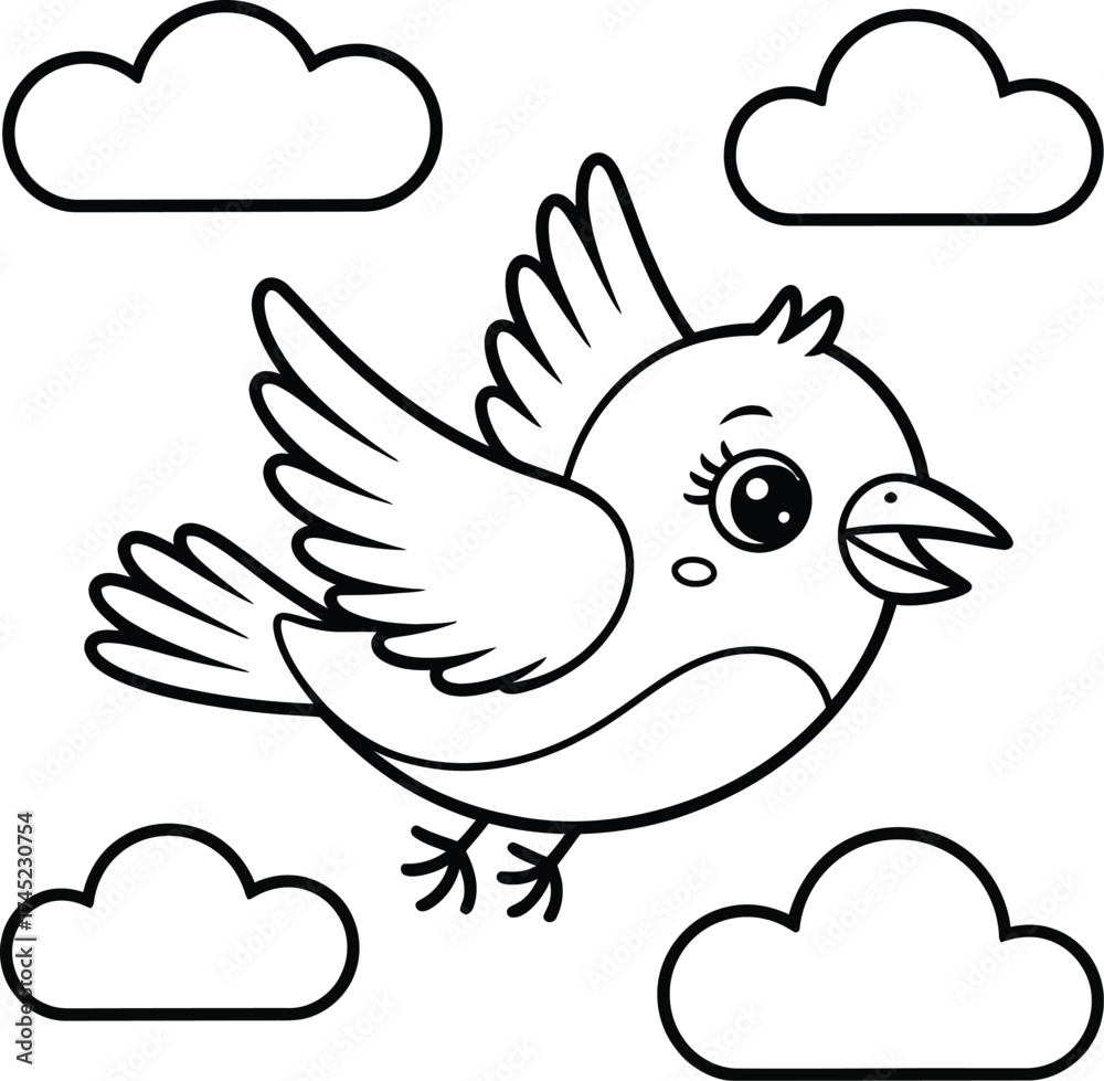 Fototapeta premium Bird flying over a blue sky isolated on transparent background