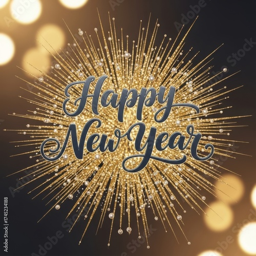 Wallpaper Mural Sparkling happy new year celebration with golden fireworks Torontodigital.ca