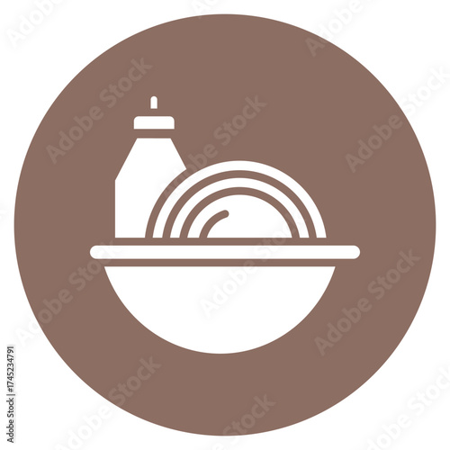 Washing Dishes icon vector image. Can be used for Cleaning and Dusting.