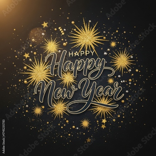 Wallpaper Mural Sparkling golden happy new year fireworks celebration Torontodigital.ca