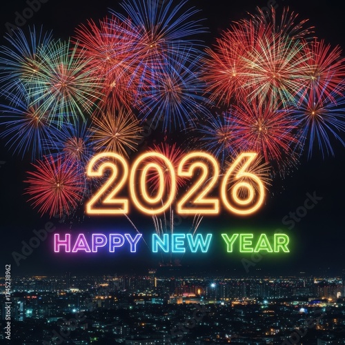 Wallpaper Mural Vibrant fireworks light up the sky for happy new year 2026 celebration Torontodigital.ca
