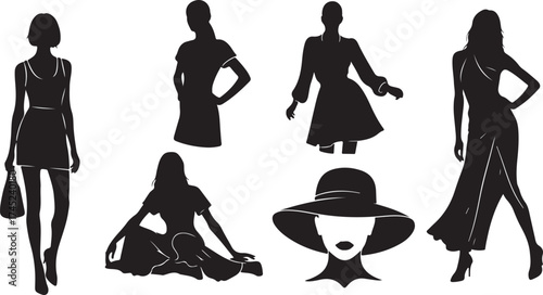 Elegant Fashion Silhouettes of Women in Stylish Poses