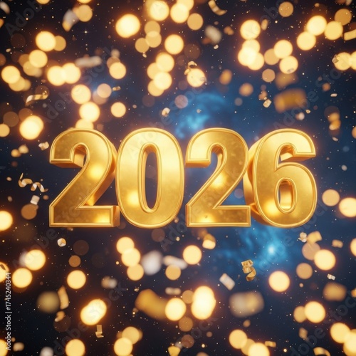 Wallpaper Mural Golden 2026 numbers illuminated by festive bokeh lights Torontodigital.ca