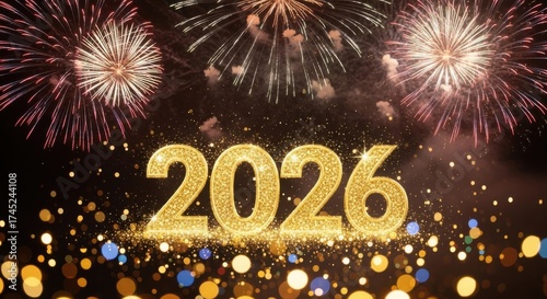 Wallpaper Mural Golden 2026 numbers illuminated amidst festive fireworks display Torontodigital.ca