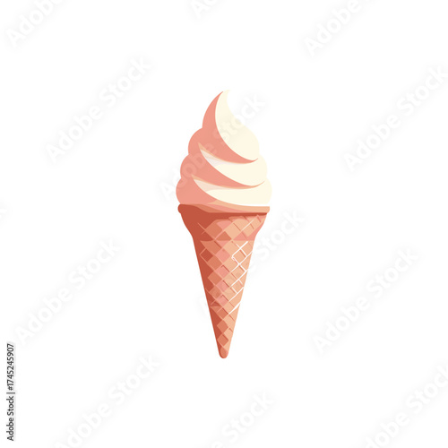 A delicious ice cream cone with soft serve, set against a clean white background, ideal for dessert promotions