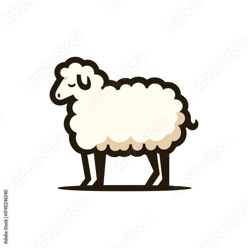 A fluffy sheep standing gracefully in a serene meadow, surrounded by gentle hills and clear skies