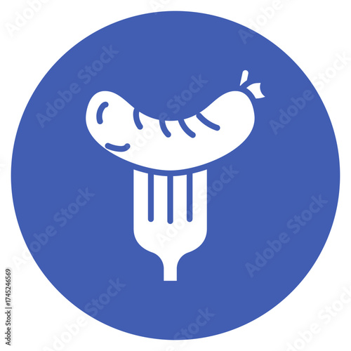 Sausage on Fork icon vector image. Can be used for Oktoberfest.