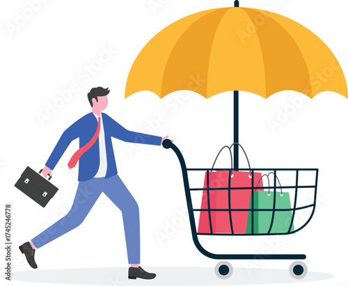 Consumer law, consumer movement, own consumption concepts with people characters
