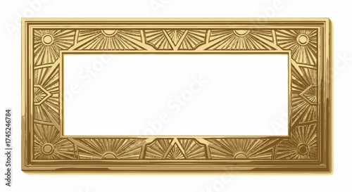 Ornate Gold Frame with Art Deco Sunburst Design for Display