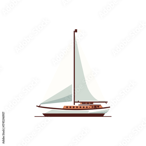 A serene sailboat gliding across calm waters with a clear sky, evoking peacefulness and freedom