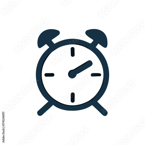 A simple alarm clock icon indicating time, symbolizing urgency and productivity in daily life