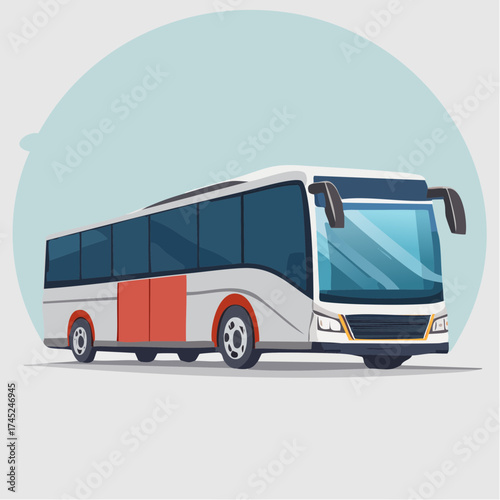Modern white coach bus illustration designed for comfortable long-distance travel and efficient passenger transportation services