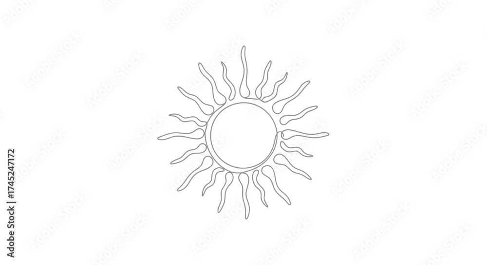 Fototapeta premium Radiant Sun Outline Vector Illustration with Flare for Designs