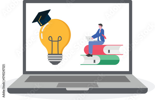 E-library, online education platform, learning concept with tiny people Internet bookstore abstract vector illustration set.
