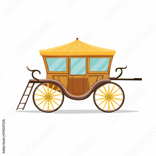 Golden Carriage Drawn by Horses An Elegantly Designed Horse-Drawn Carriage