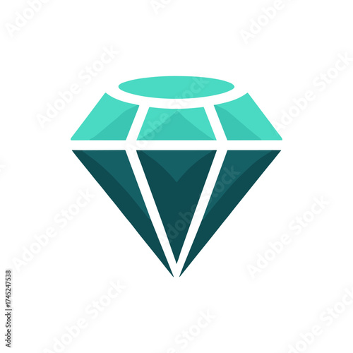 A stylized diamond illustration showcasing a vibrant turquoise color on a clean background