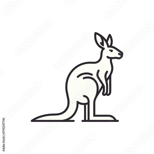 A stylized kangaroo standing upright on a white background, symbolizing wildlife conservation