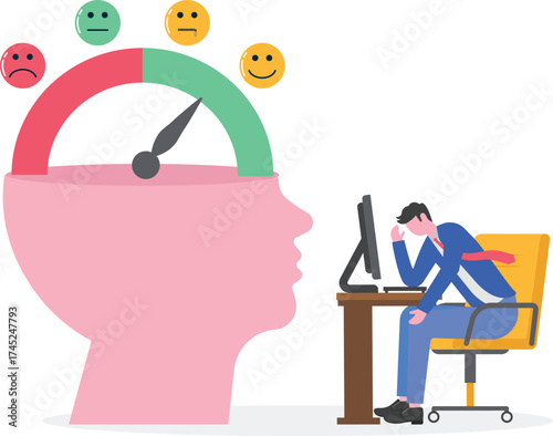 Hypertension, high-stress levels, sleep disturbances concepts with people characters.
