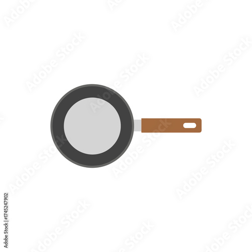 A top-down view of a modern kitchen strainer with a wooden handle on a white background