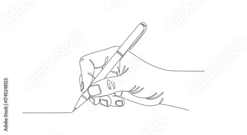 Hand Writing with Pen Continuous Line Art Illustration