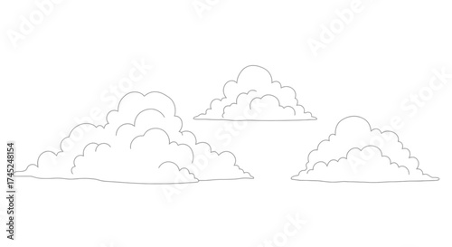 Cloudscape Outlines Gentle Sky Art in a Serene Line Art Style