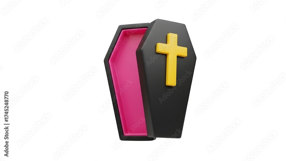 Obraz premium Open coffin illustration halloween death funeral cemetery afterlife tombstone christianity 3d render on transparent background