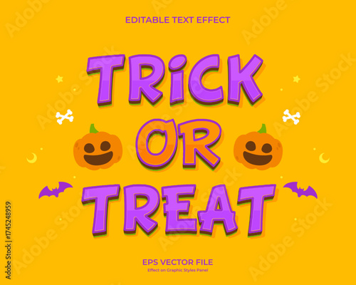 decorative cute trick or treat editable text effect design