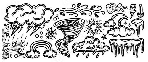 Collection of hand drawn doodle vector set.